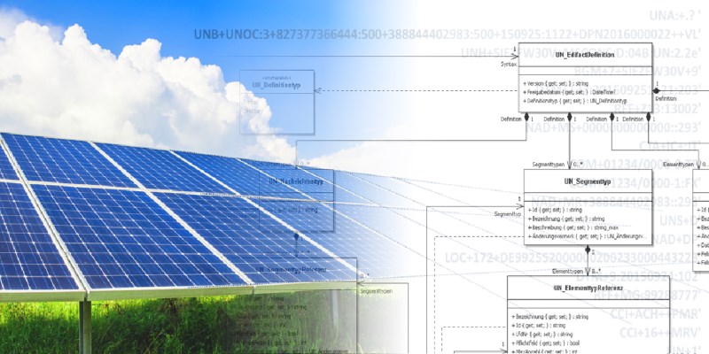 enERP. Solar panel overlayed by an UML class diagramm